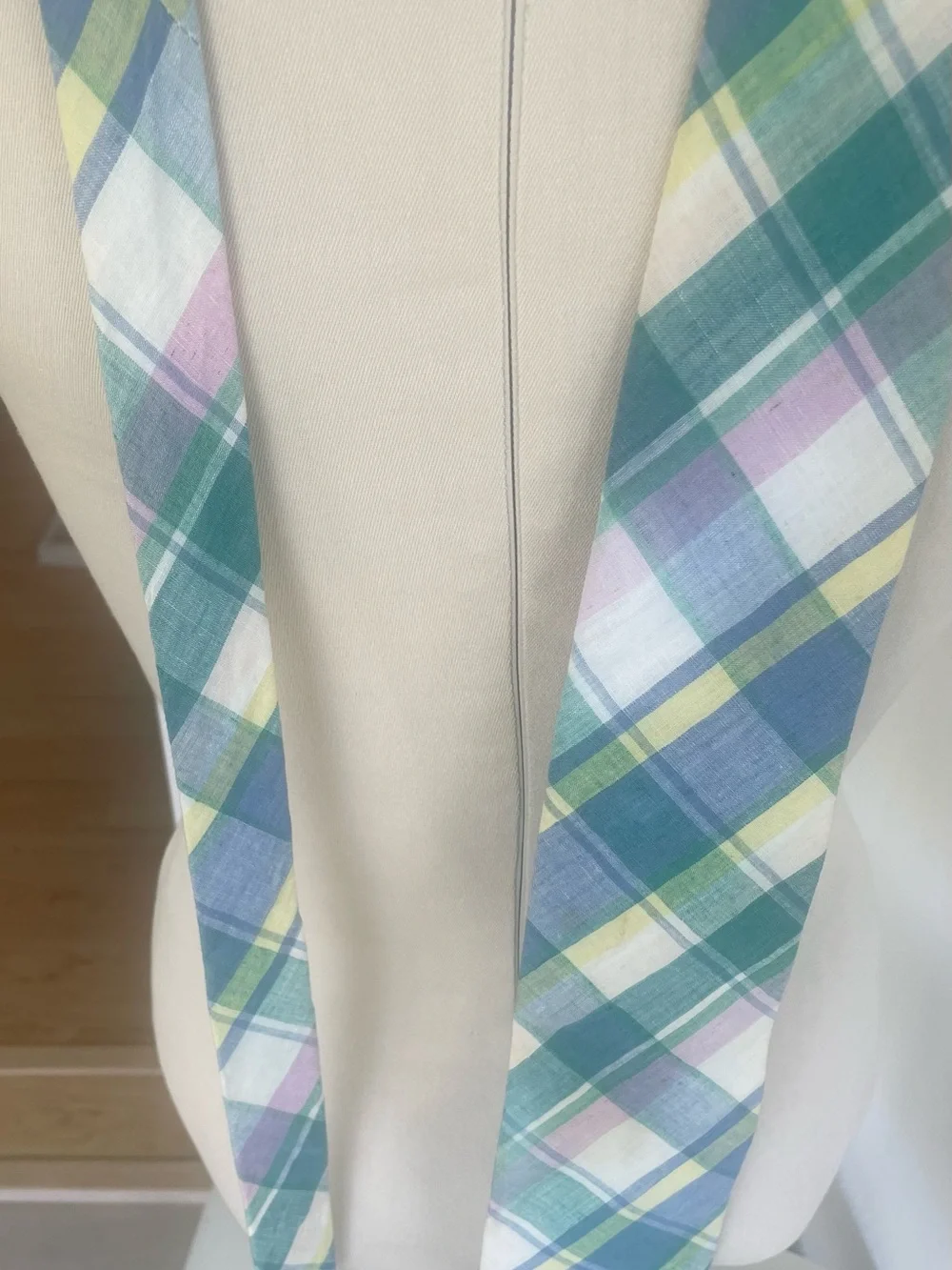 Rooster Madras Tie  Pastels Blue Pink White   Strawbridge & Clothier  Vintage